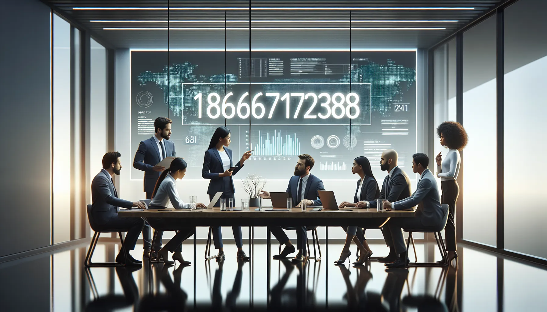 diverse team discussing telecommunications data in a modern office.