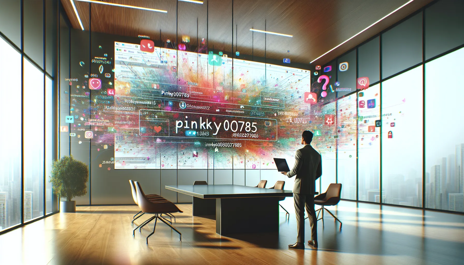 a professional exploring digital usernames in a modern workspace.