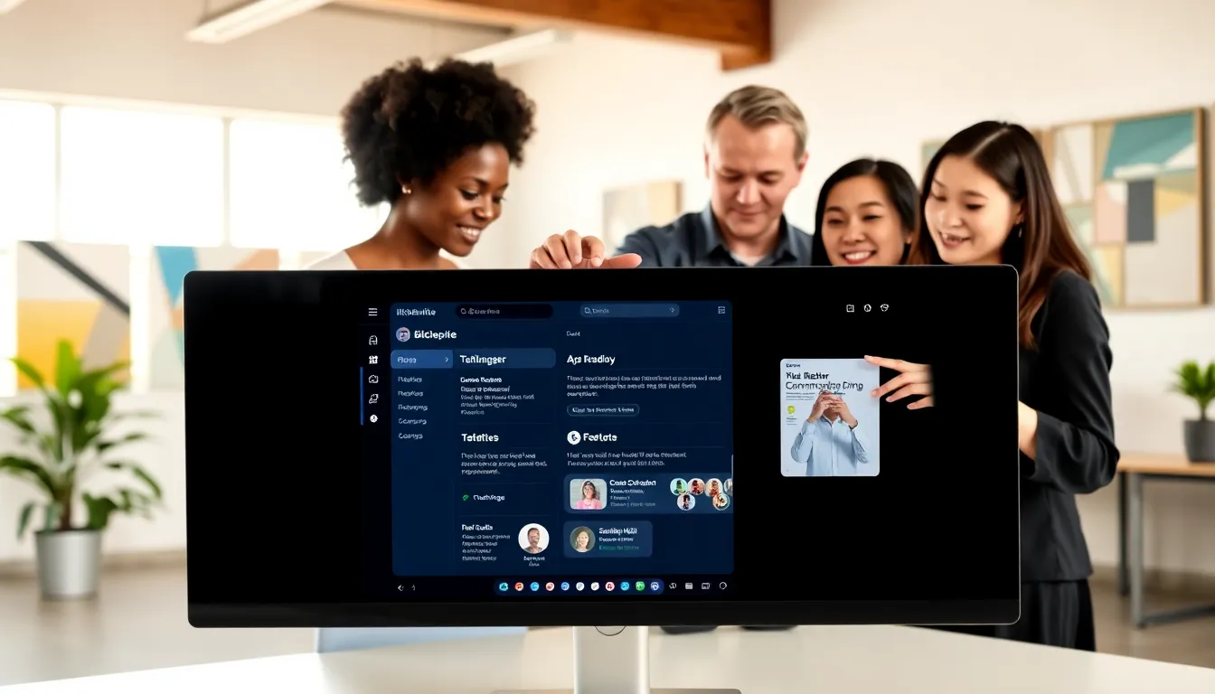 professionals collaborating over Applewhite Bitclassic application in a modern office.