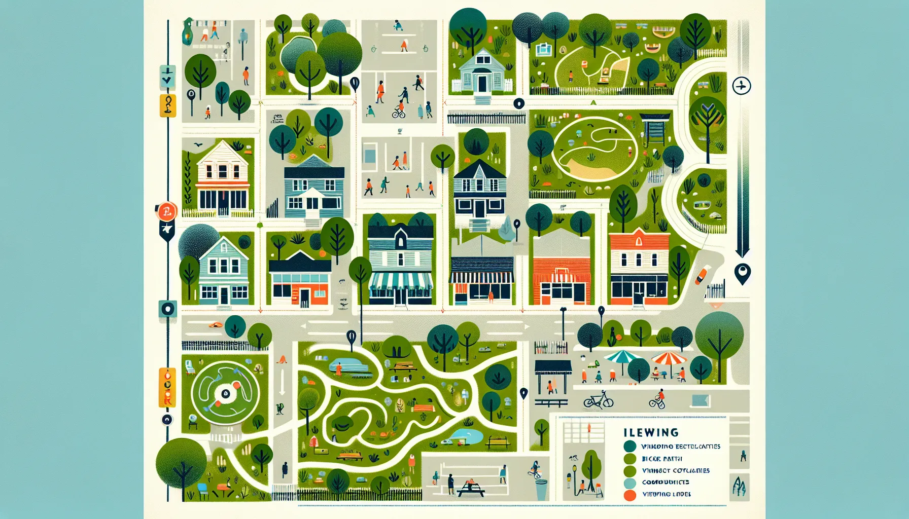 map illustration showing diverse Pleasant Hill neighborhoods and community features