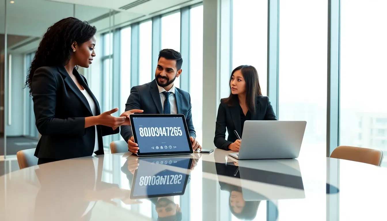 diverse team discussing business communications in a modern office.