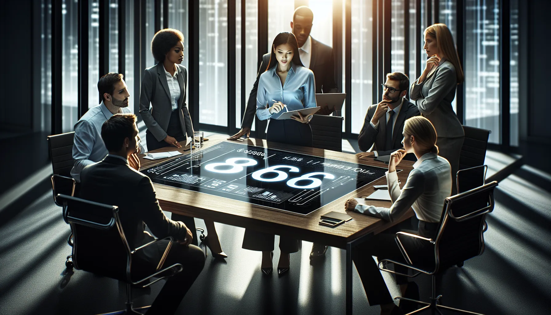 diverse team discussing toll-free phone number formats in a modern office.