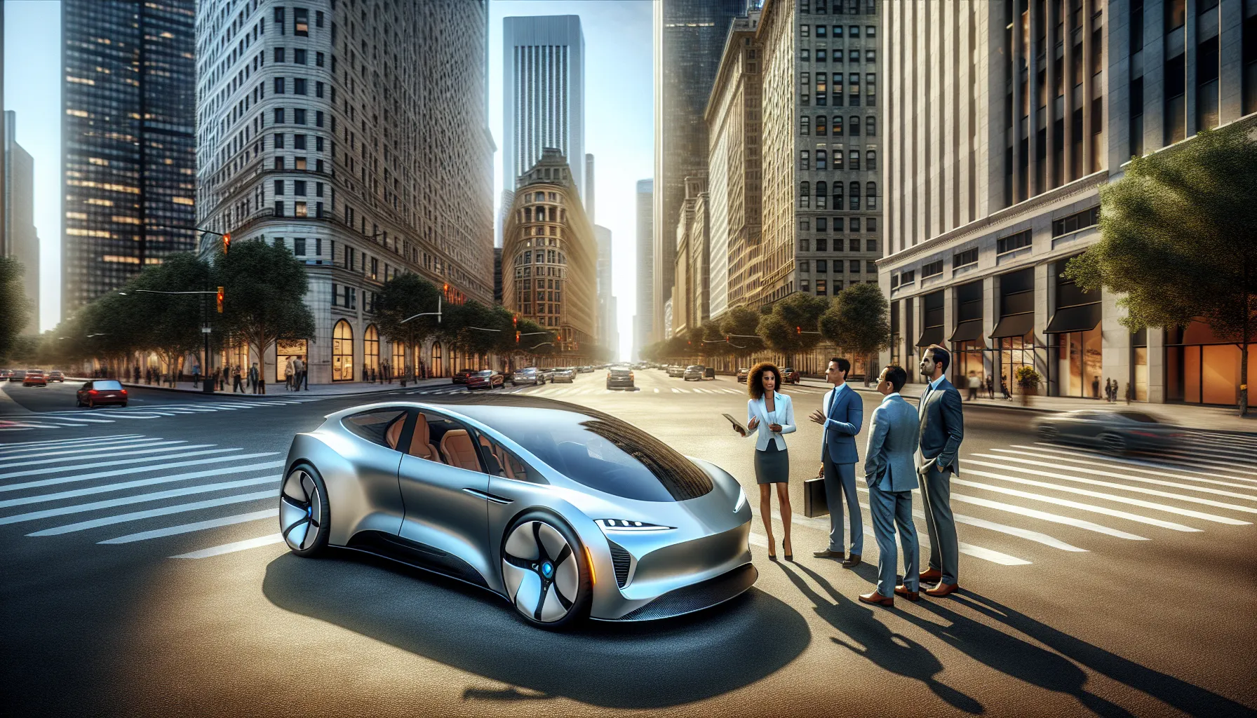 modern CWCCIX1 Toyota in a vibrant urban setting with diverse professionals.