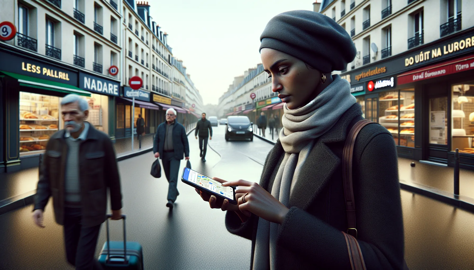 Woman in Les Pavillons-sous-Bois checking local services on Google Maps on her phone.