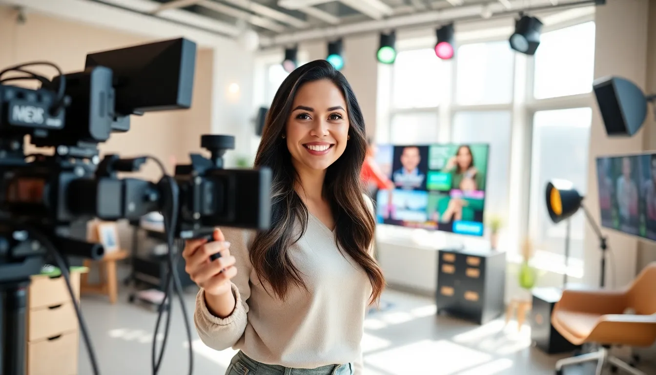 Lynn2000xo filming a video in a creative studio.