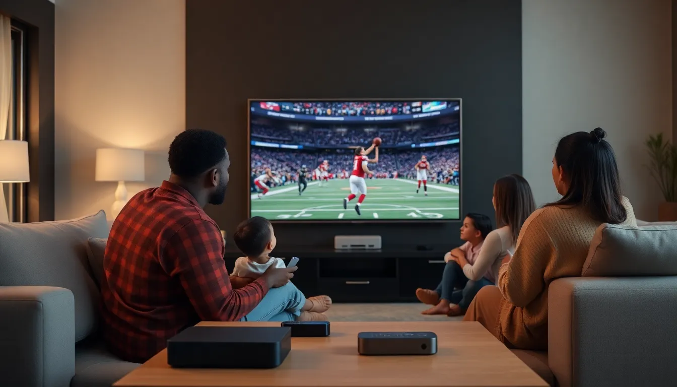 family enjoying Cox Streaming TV in a modern living room.