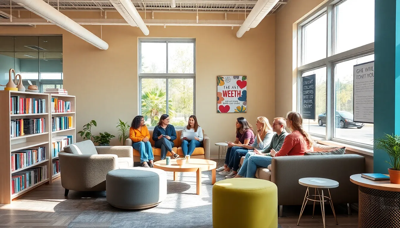 teens discussing mental health in a calm facility.