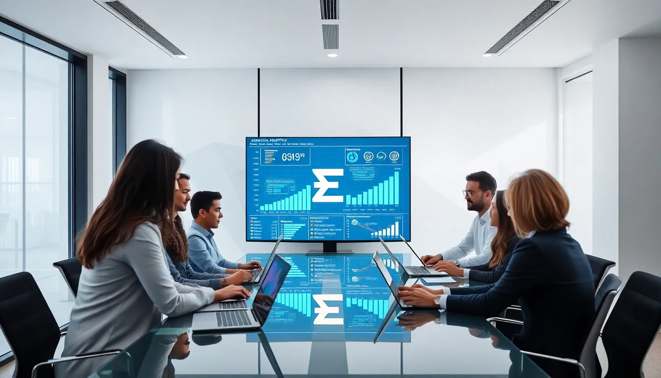 diverse team discussing advanced technology in a modern office.