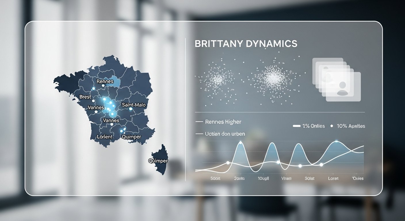 Digital map of Brittany showing regional market activity and seasonal variations.