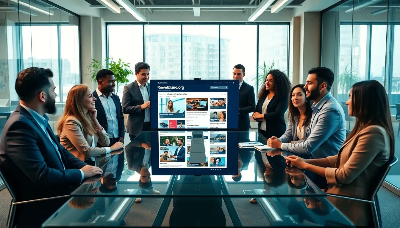 diverse professionals discussing digital culture in a modern office.