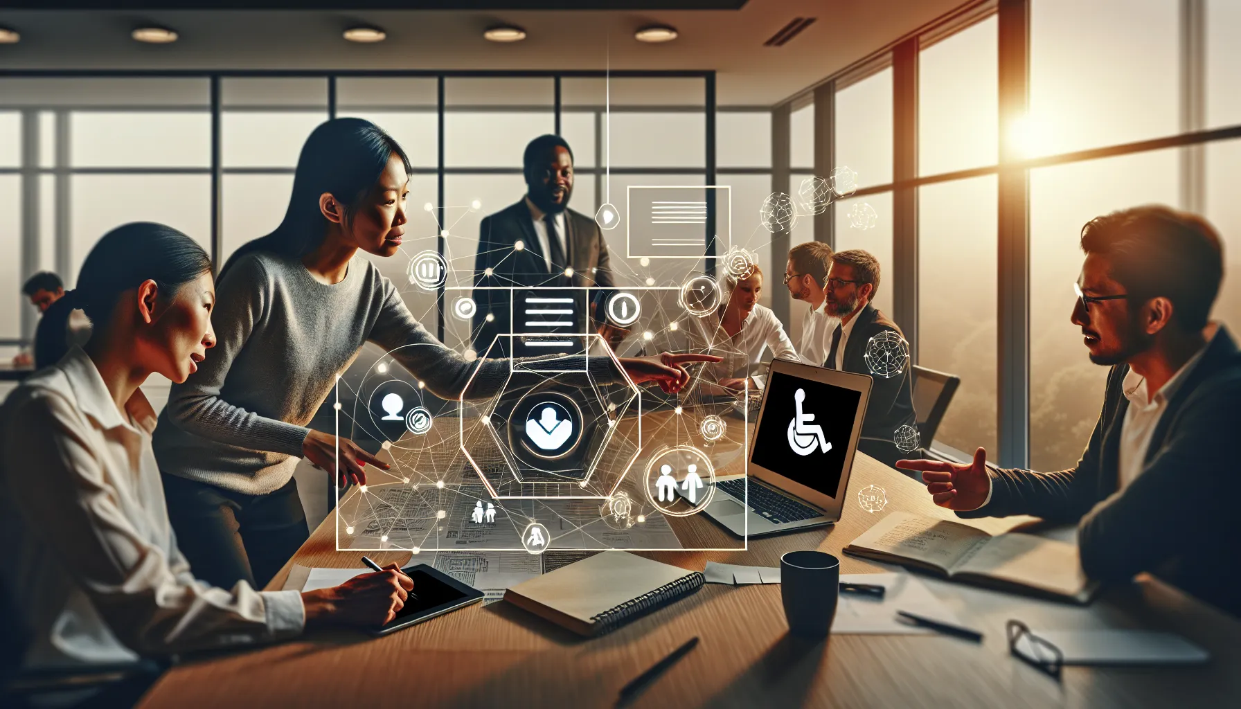 diverse team collaborating on user experience design in a modern office.