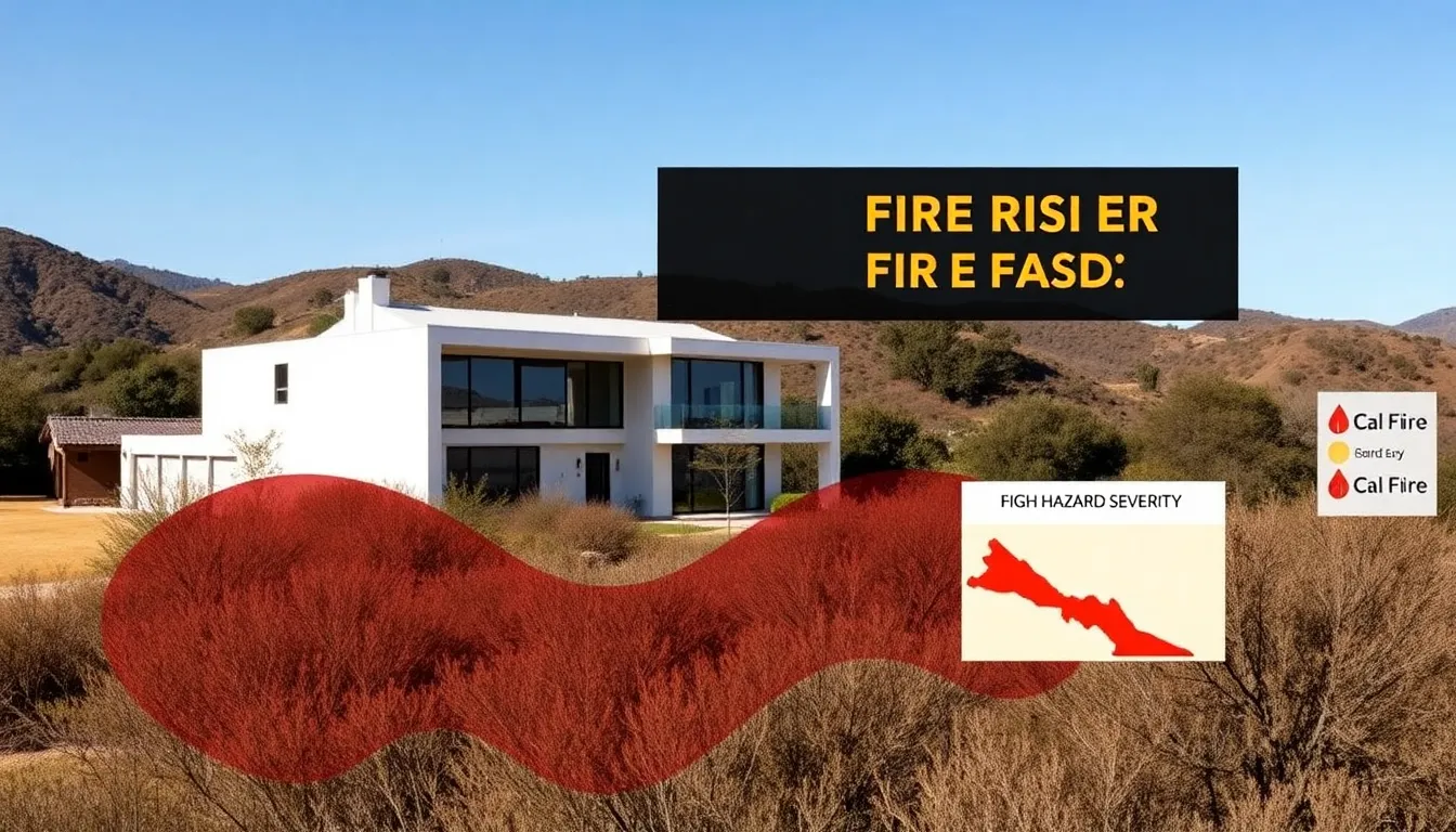 modern California home near high fire risk area.