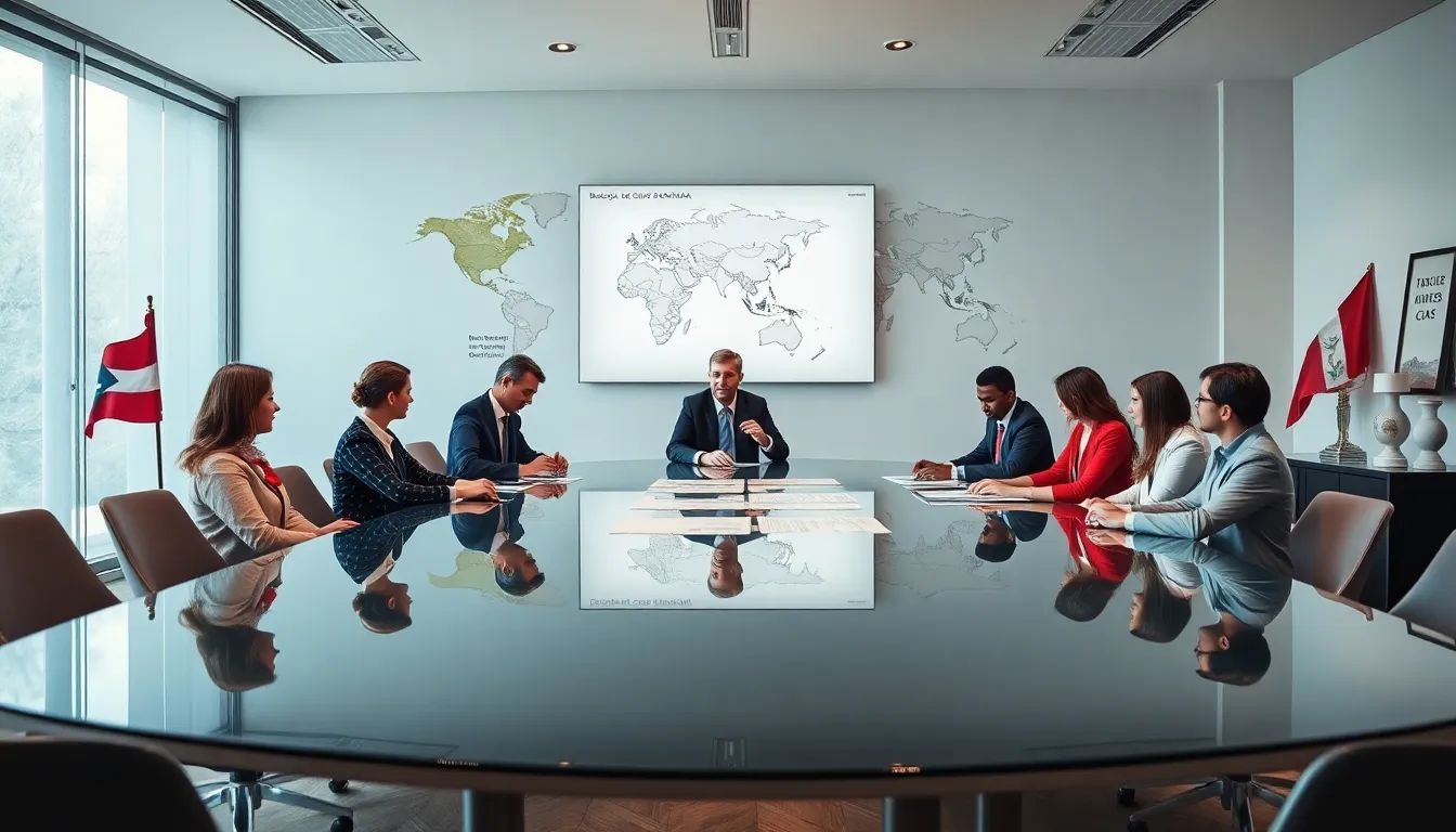 professionals discussing Basque nationalism in a modern office setting.