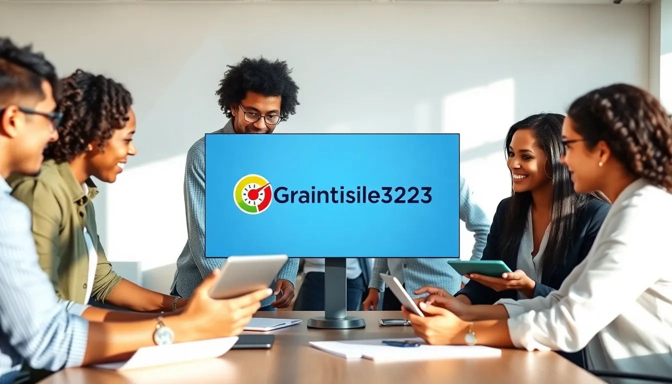 diverse team collaborating in a modern office around digital devices.