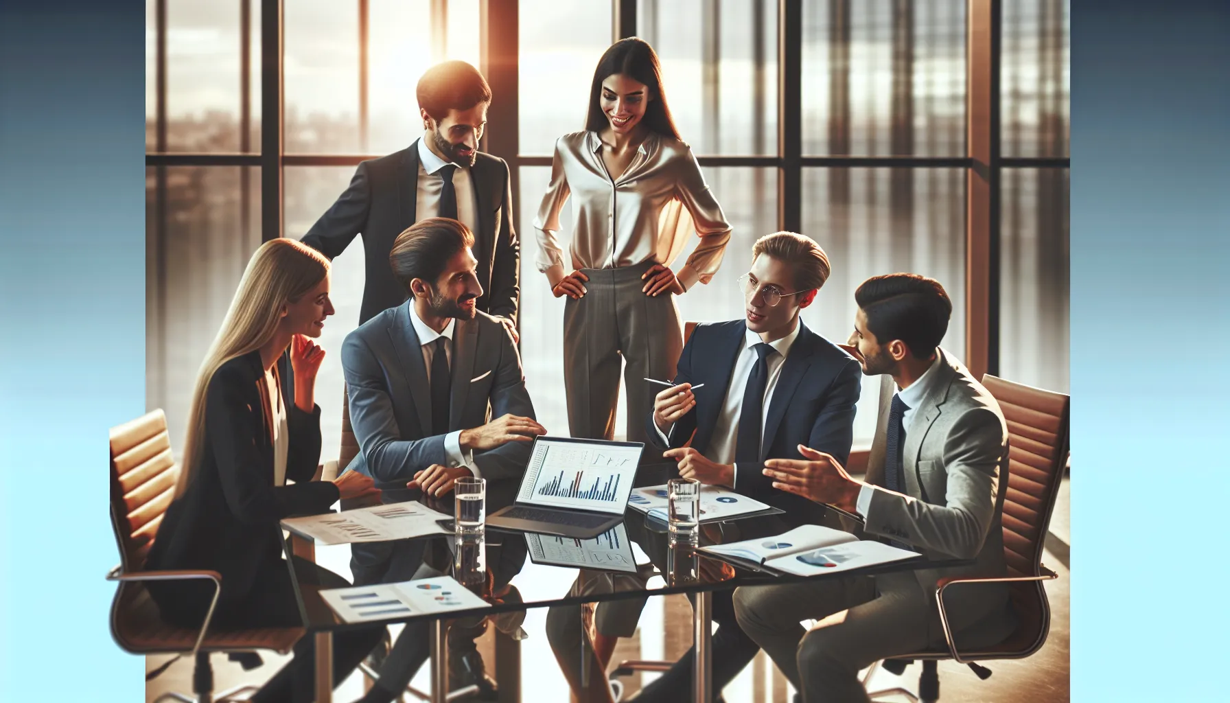diverse professionals discussing data insights in a modern office.