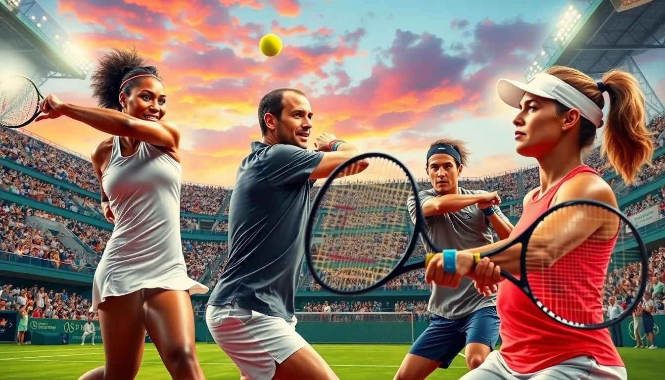 competitive tennis match featuring top players in action.