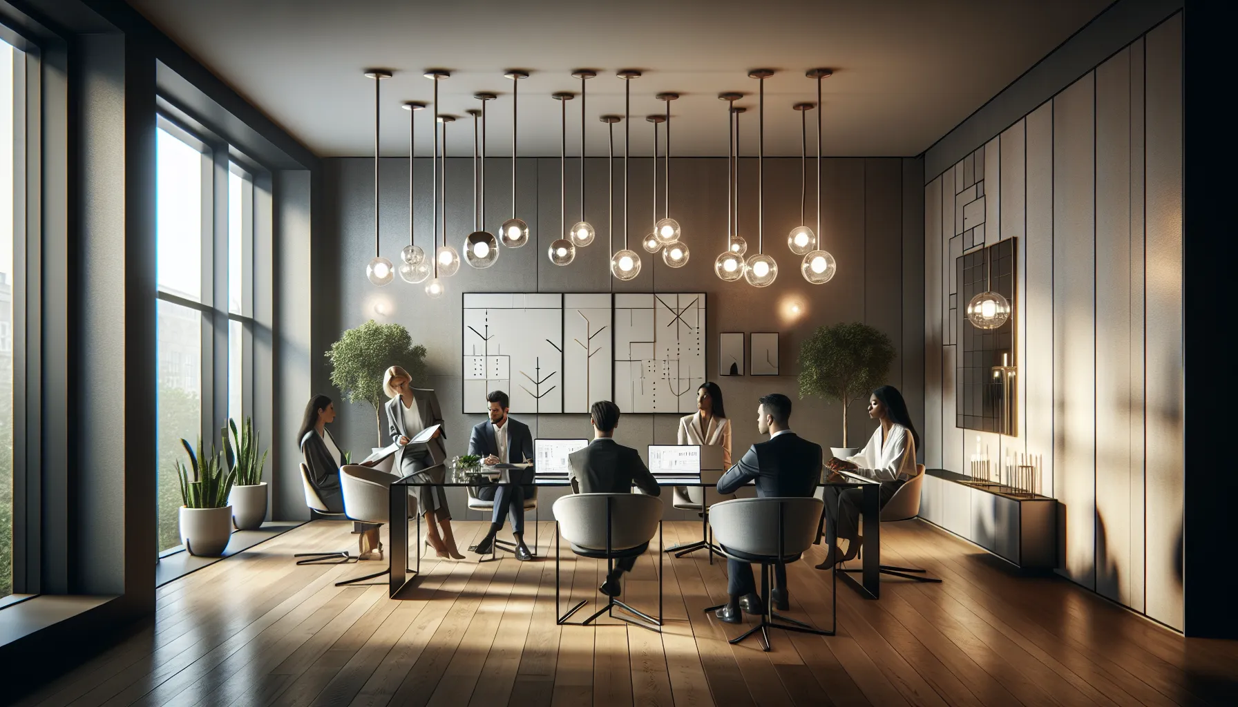 modern home office with customizable Murkalux lighting.