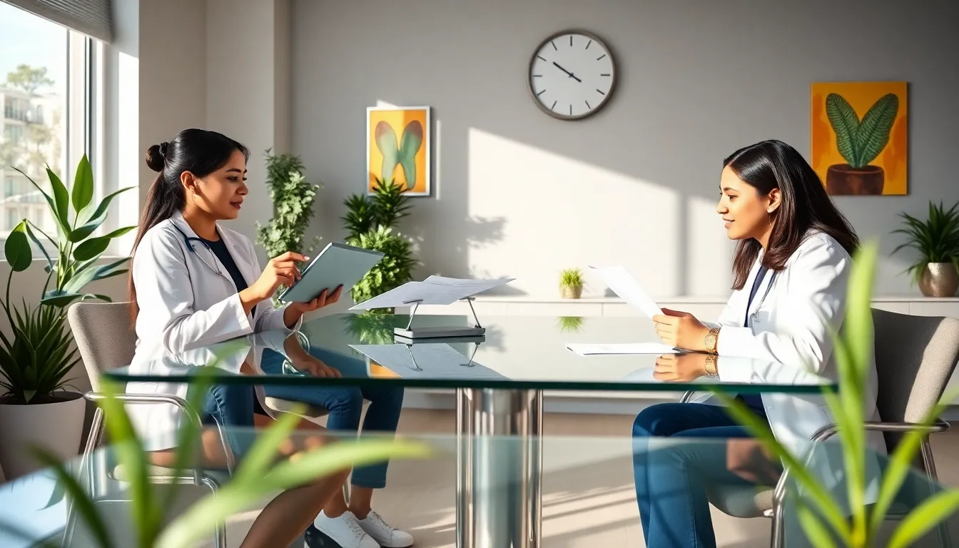 diverse orthodontists collaborating in a modern office setting.