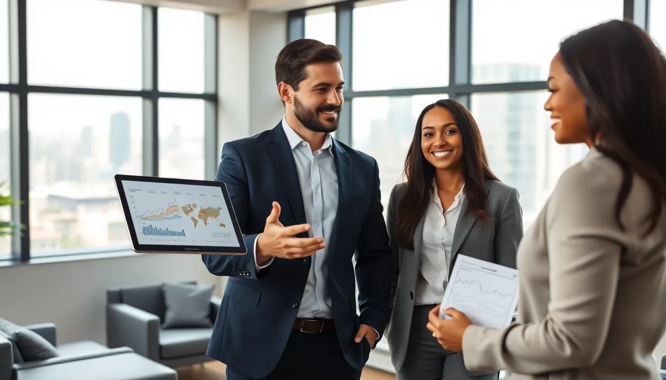 Timothy Homerocketrealty consults with clients in a modern office.