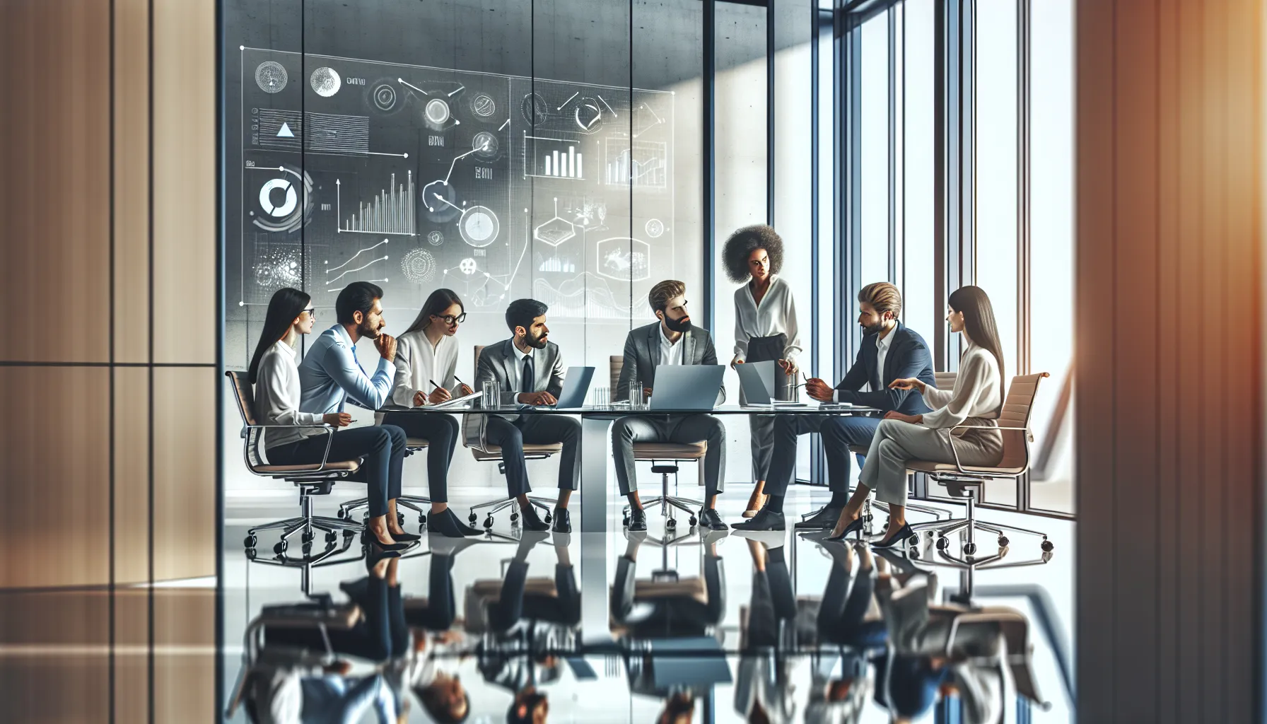 diverse team brainstorming in a modern office setting.