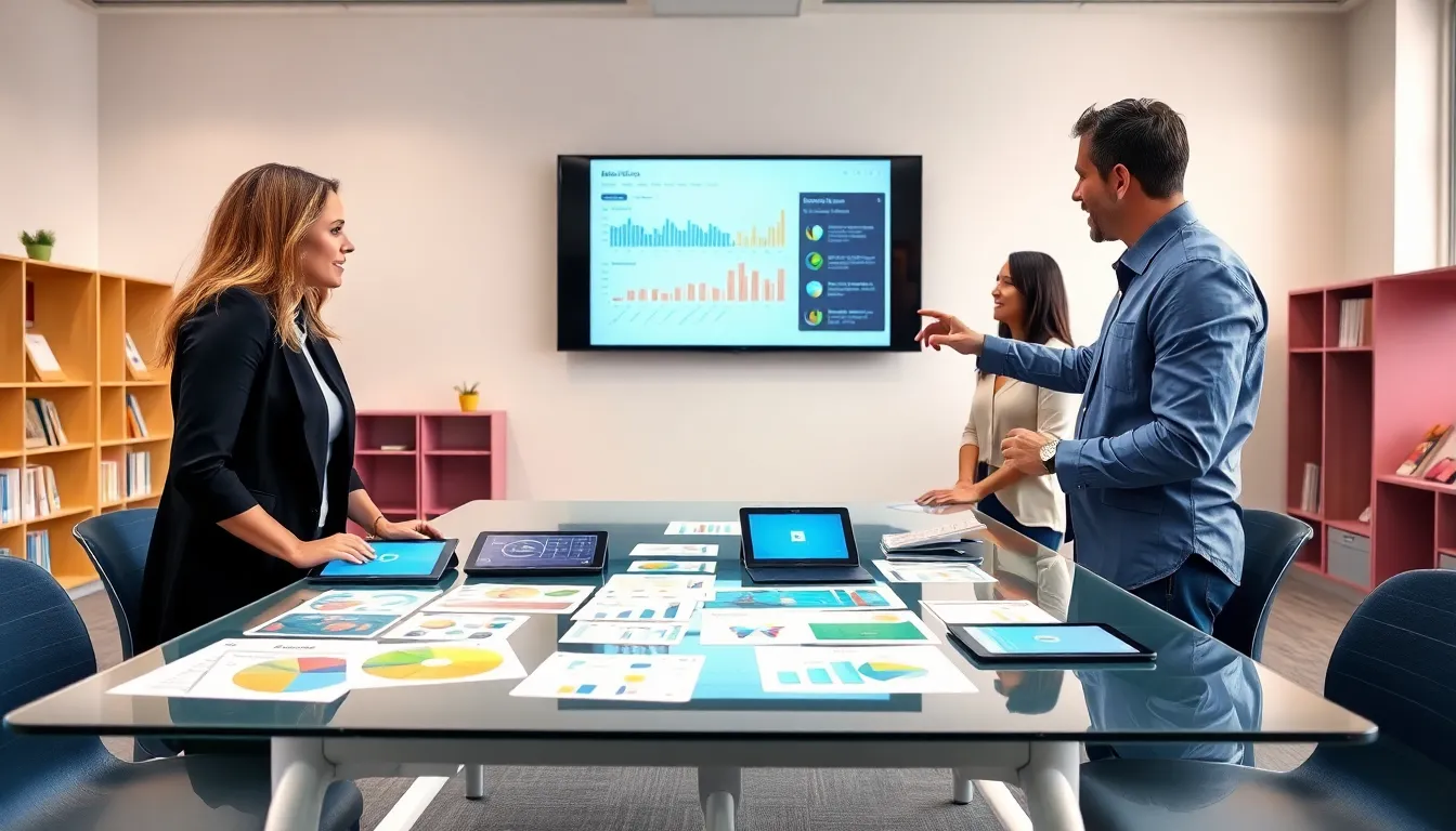 diverse team discussing ABA technology in a modern classroom setting.