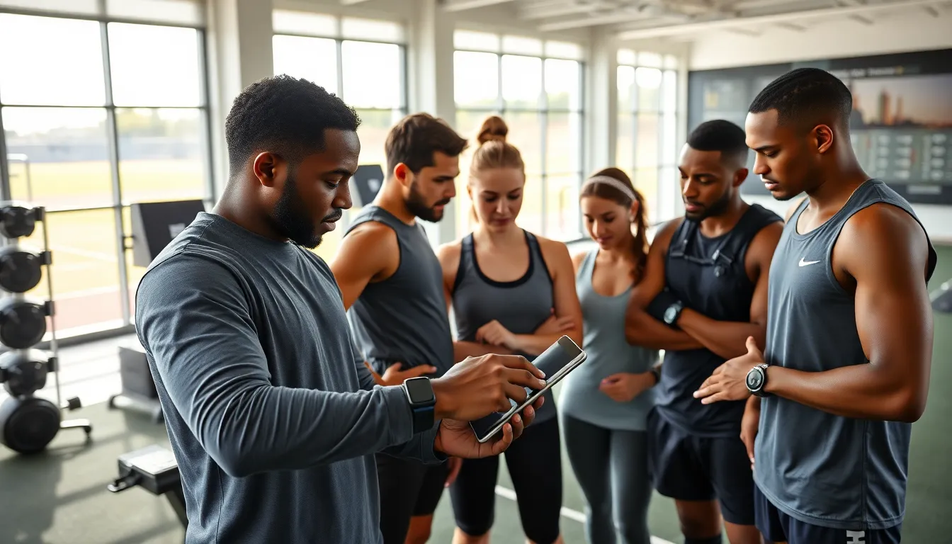 athletes using technology for performance analysis in a training facility.