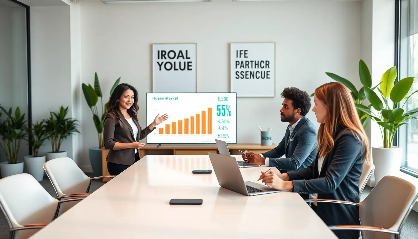 diverse real estate team collaborating in a modern office.