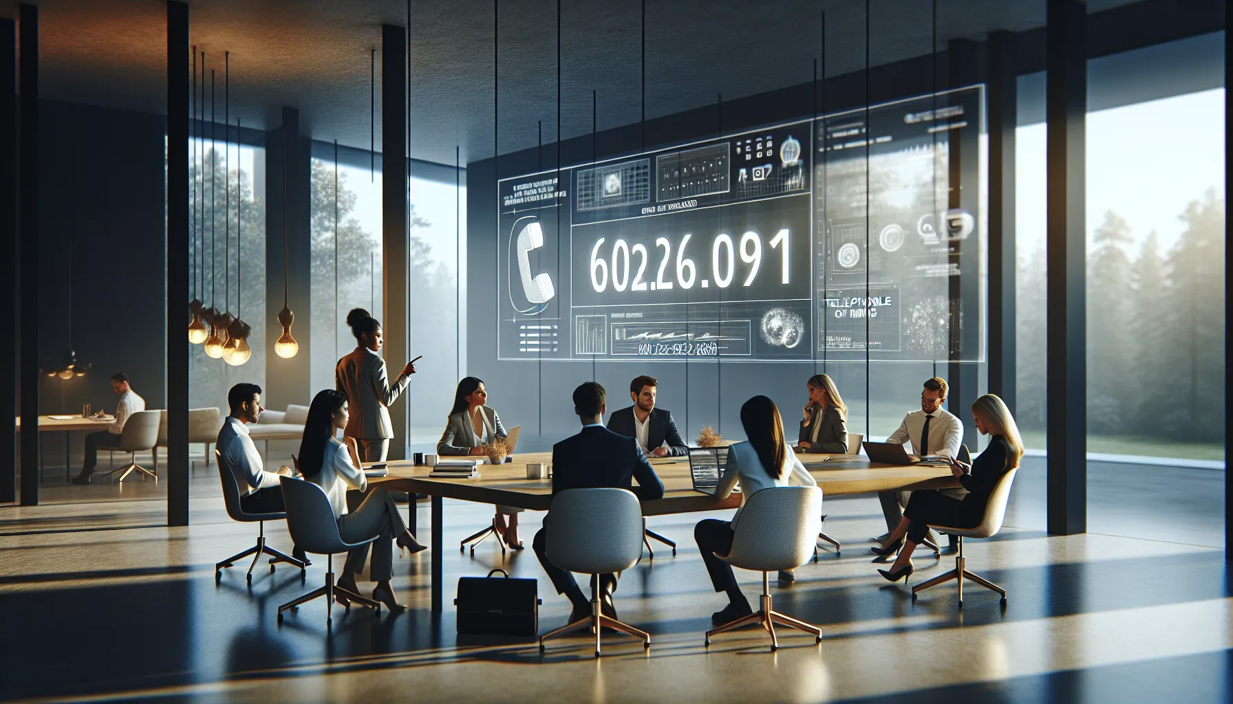 diverse team discussing myths about phone numbers in a modern office.