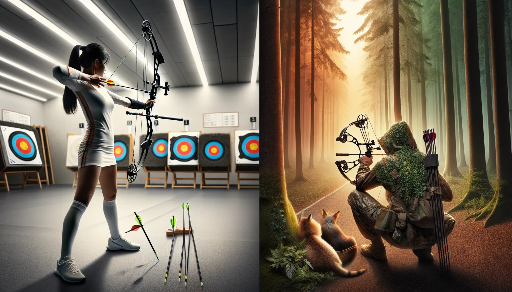 Comparison of archery and bowhunting settings and purposes.