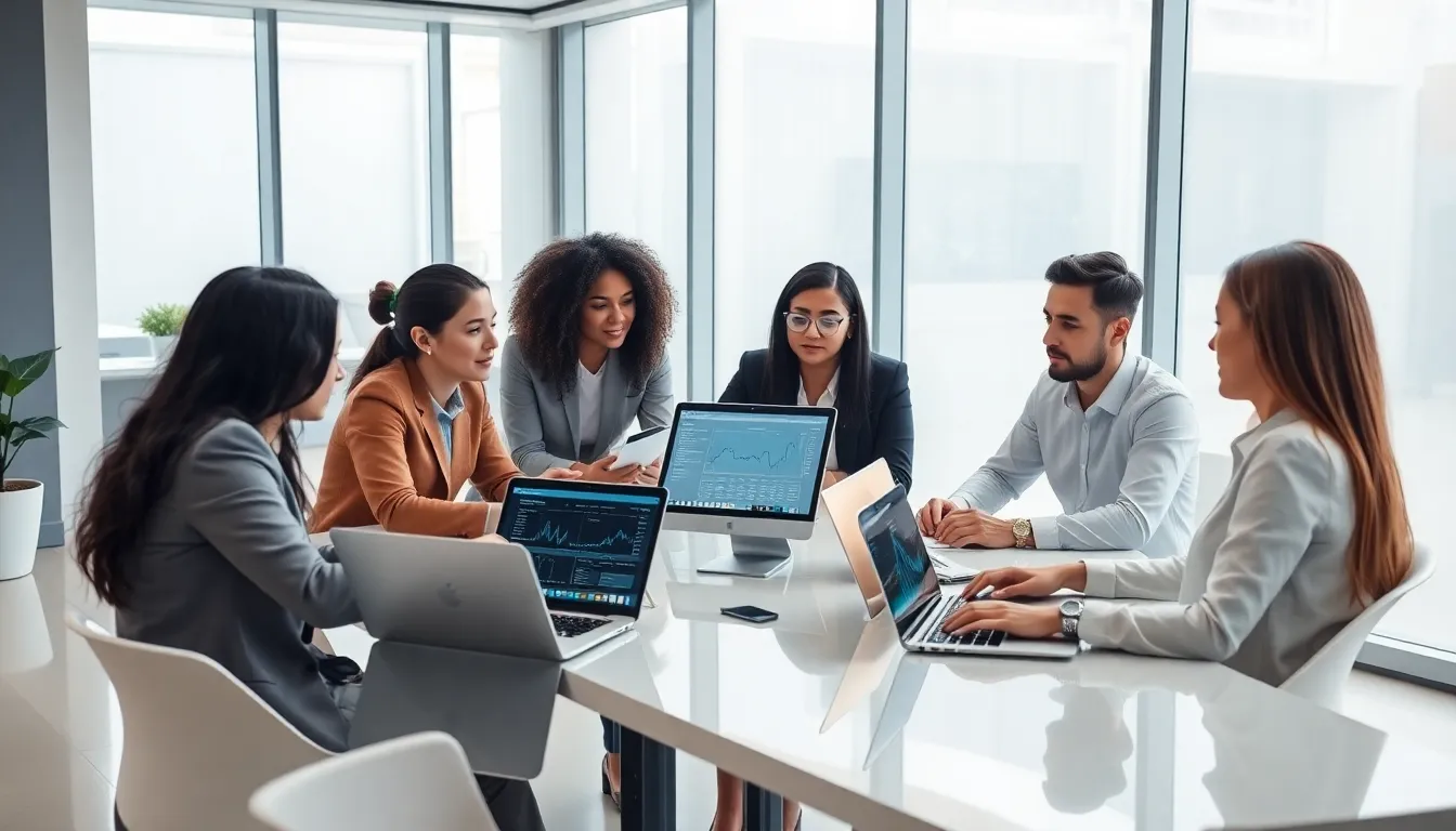 diverse team discussing Mez64648243 in a modern office setting.