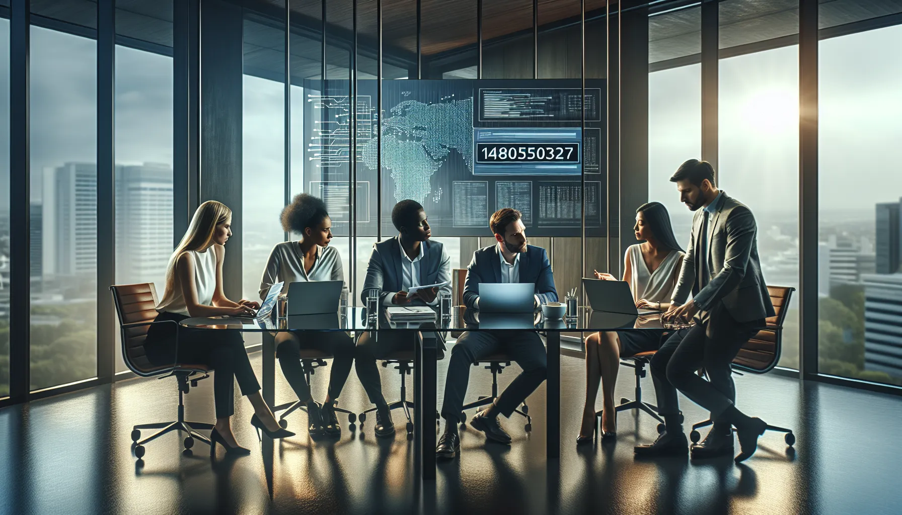 diverse team discussing data significance in a modern office.