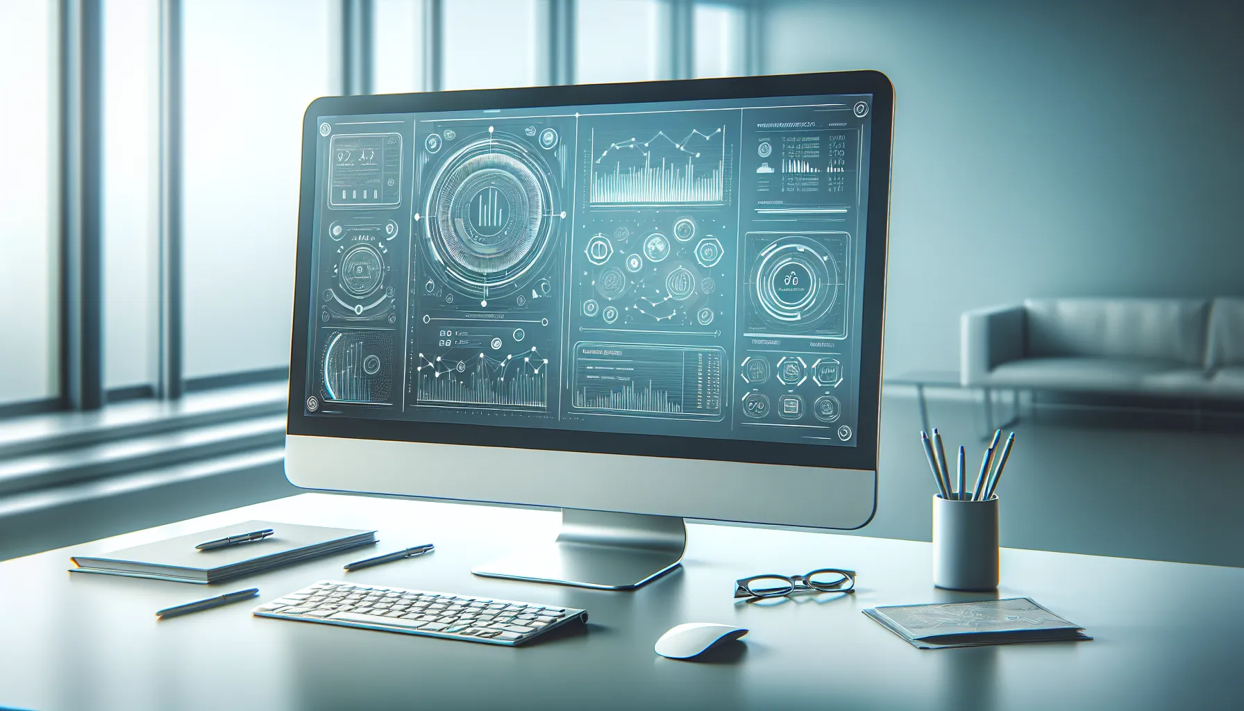 A computer screen showing a financial tracking interface in a professional setting.