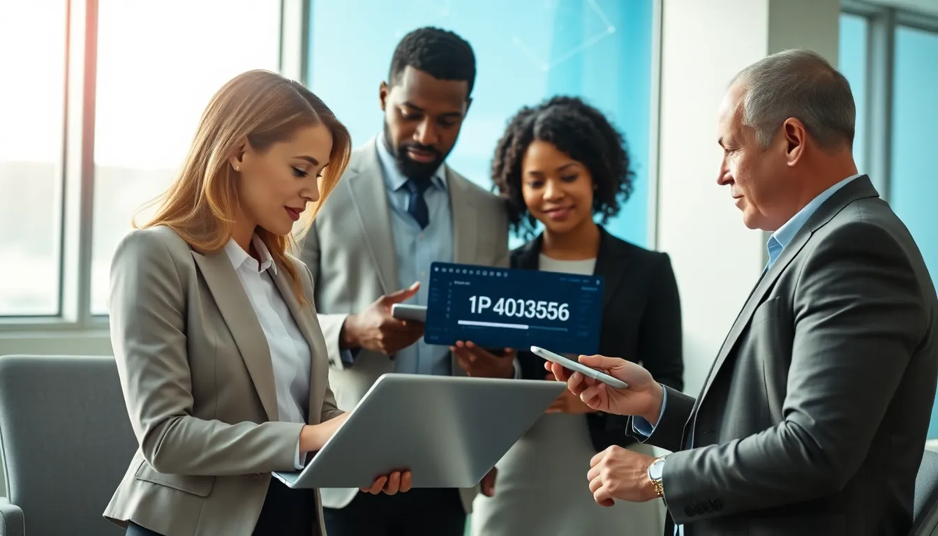 team collaborating on digital networking in a modern office.