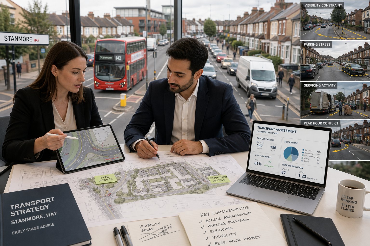 Traffic engineer reviewing Stanmore development access and parking plans.