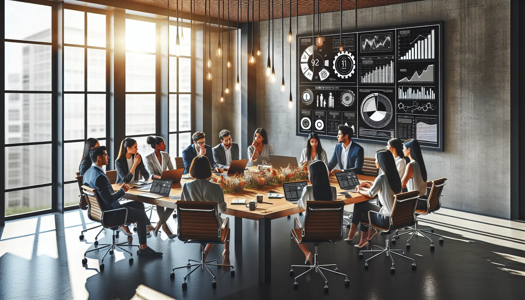 diverse marketing team collaborating in a modern office.