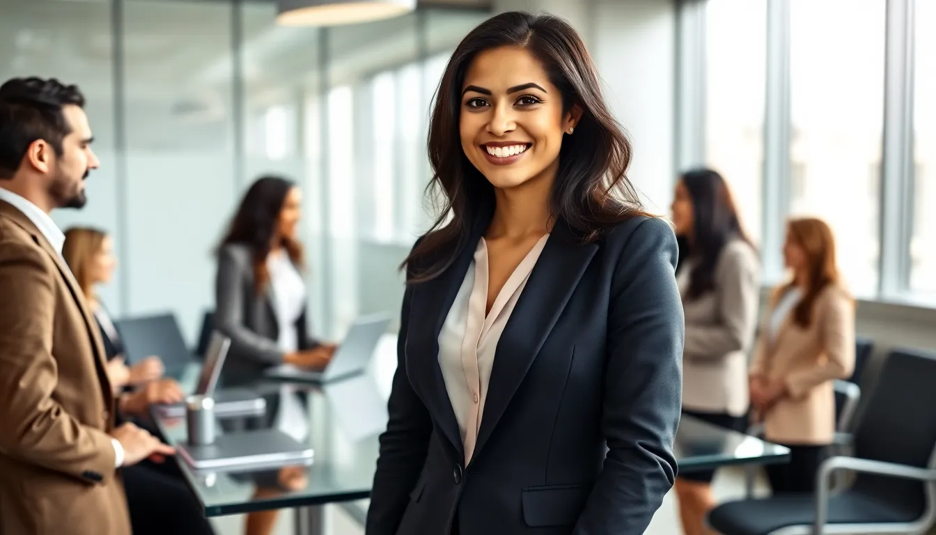 diverse professionals collaborating in a modern office setting.