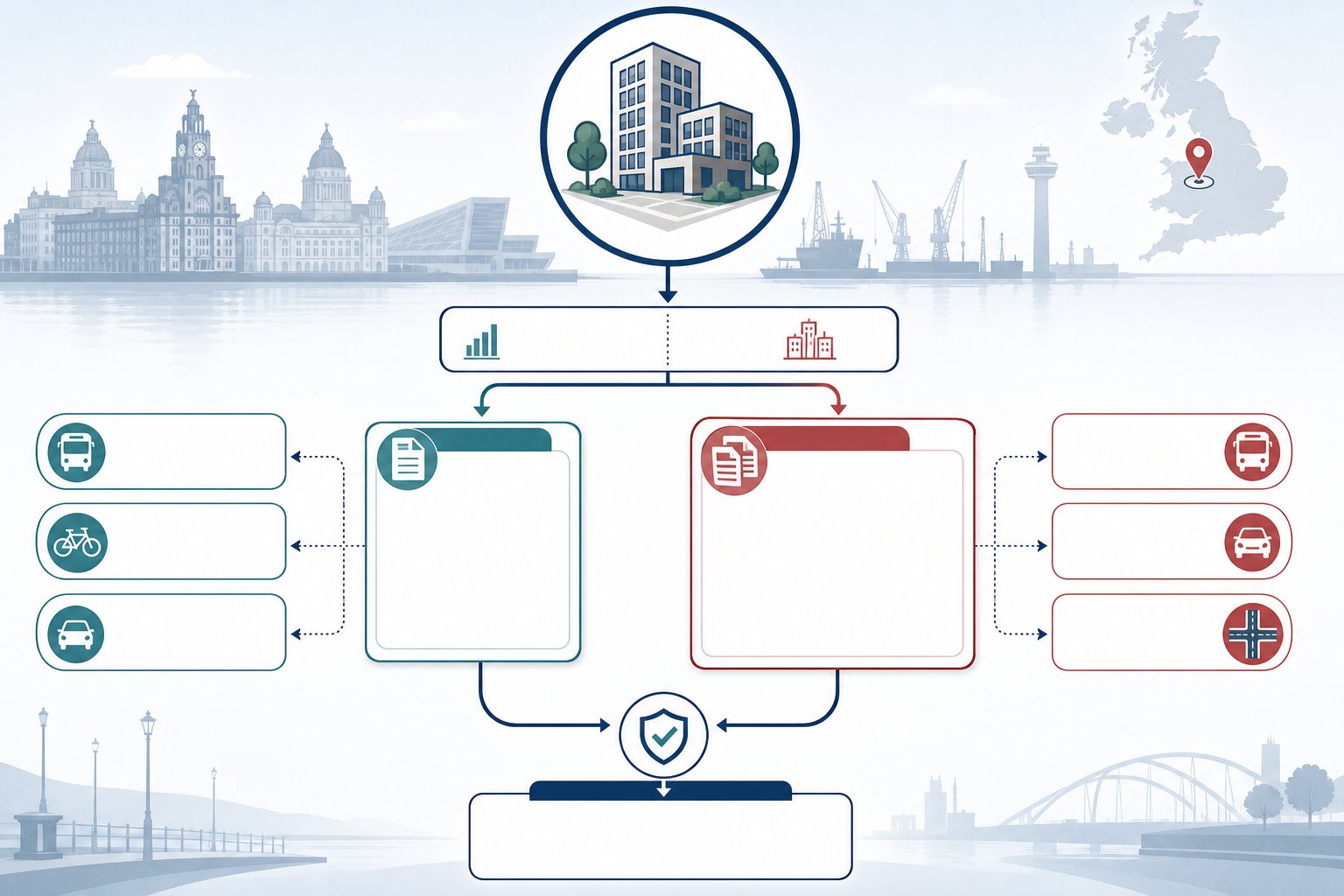 decision tree of transport planning reports for Liverpool developments