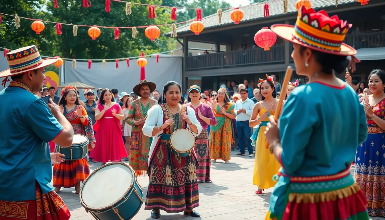 performers showcasing Hollsangg in a vibrant outdoor festival.
