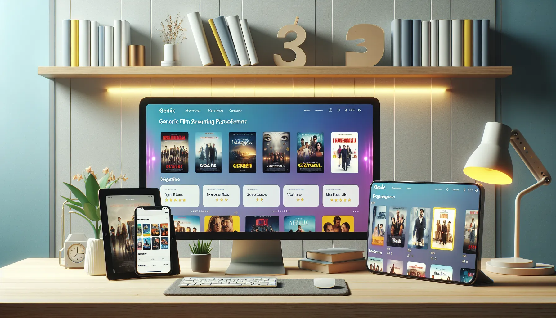 user-friendly film streaming interface on desktop, tablet, and smartphone.