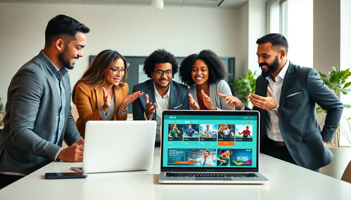 diverse professionals discussing Ödibet in a modern office.