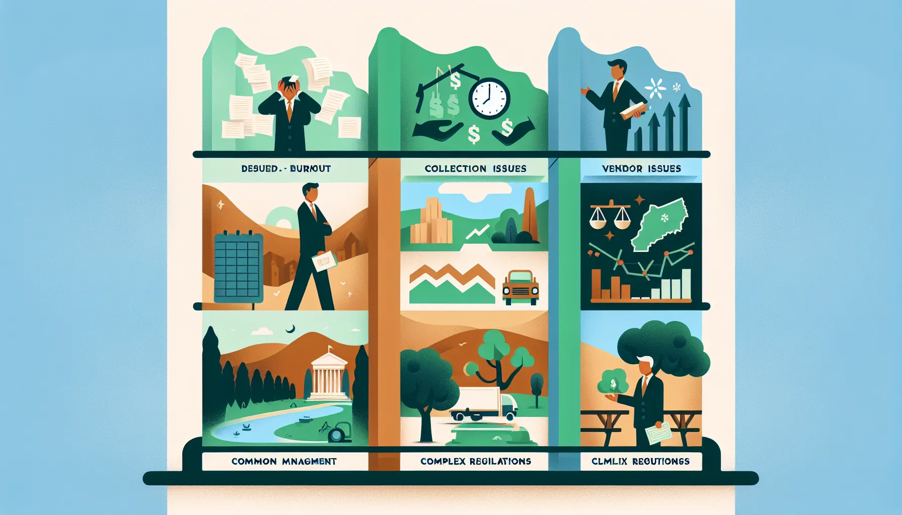 illustration of common challenges faced by Pleasant Hill HOAs