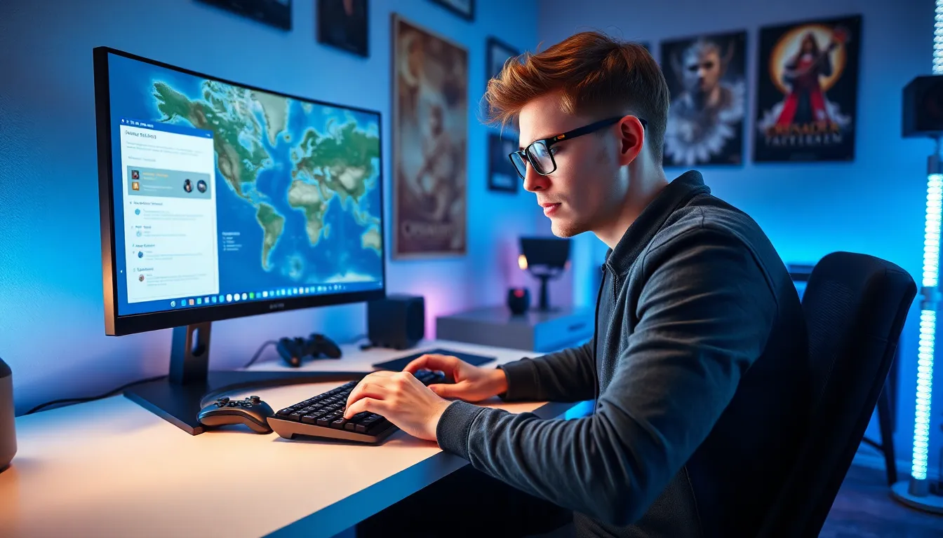 a focused gamer using Ck2generator to create a game guide.