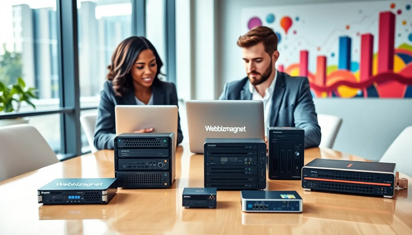 diverse team collaborating in a modern office with hardware solutions.