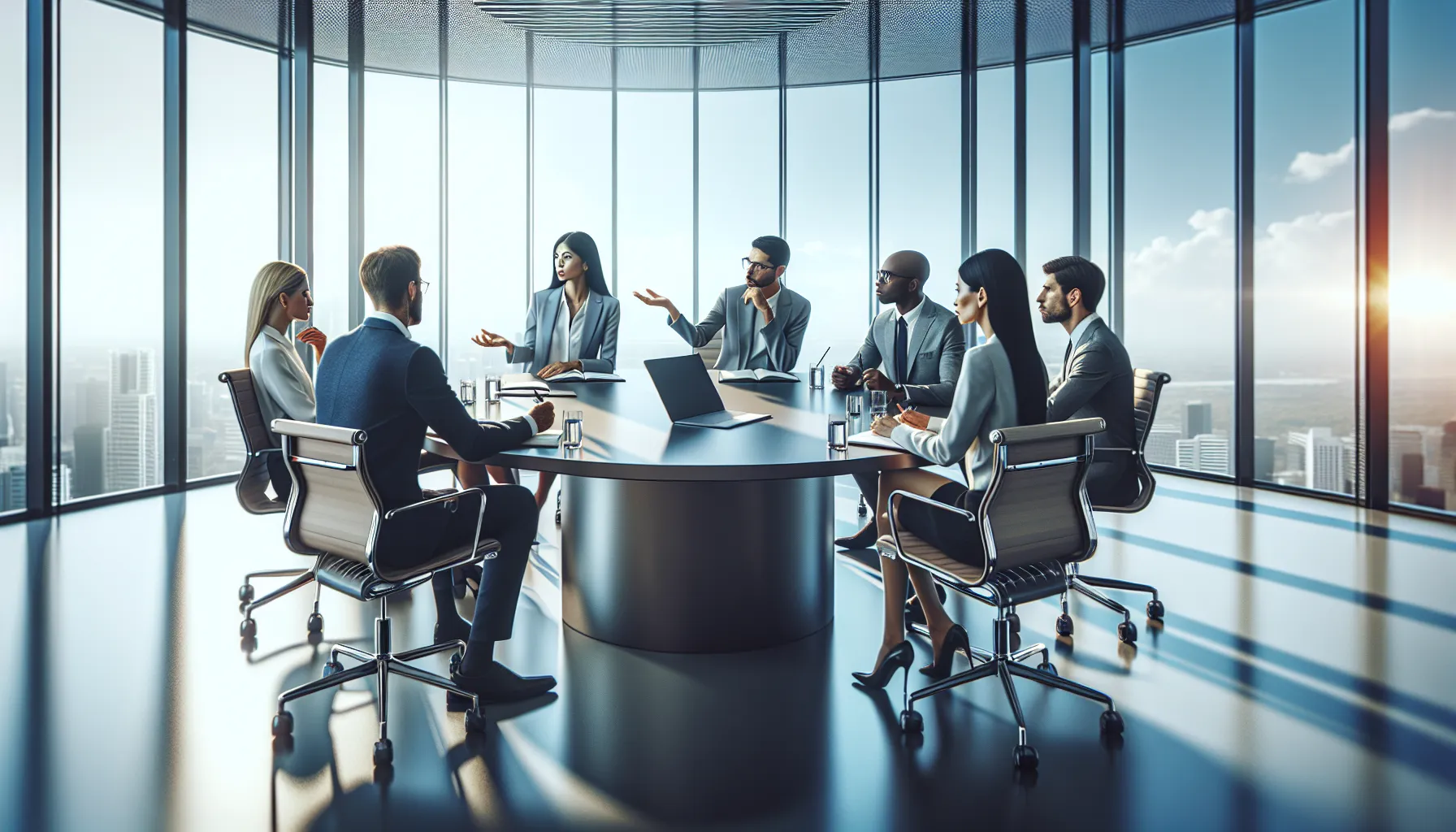 diverse professionals in a modern office discussing infinite possibilities.