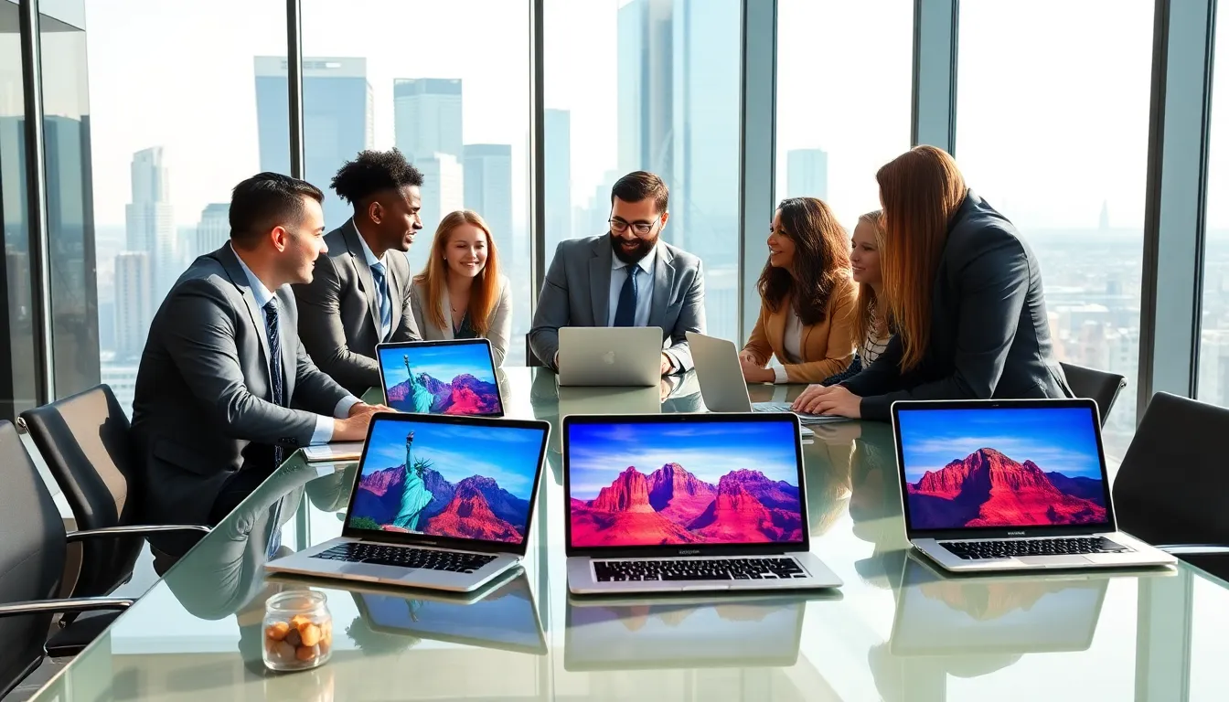 diverse team discussing global tourism trends in a modern office.