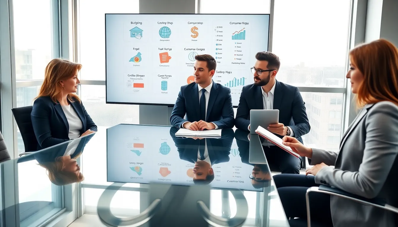 diverse team discussing smart shopping concepts in a modern office.