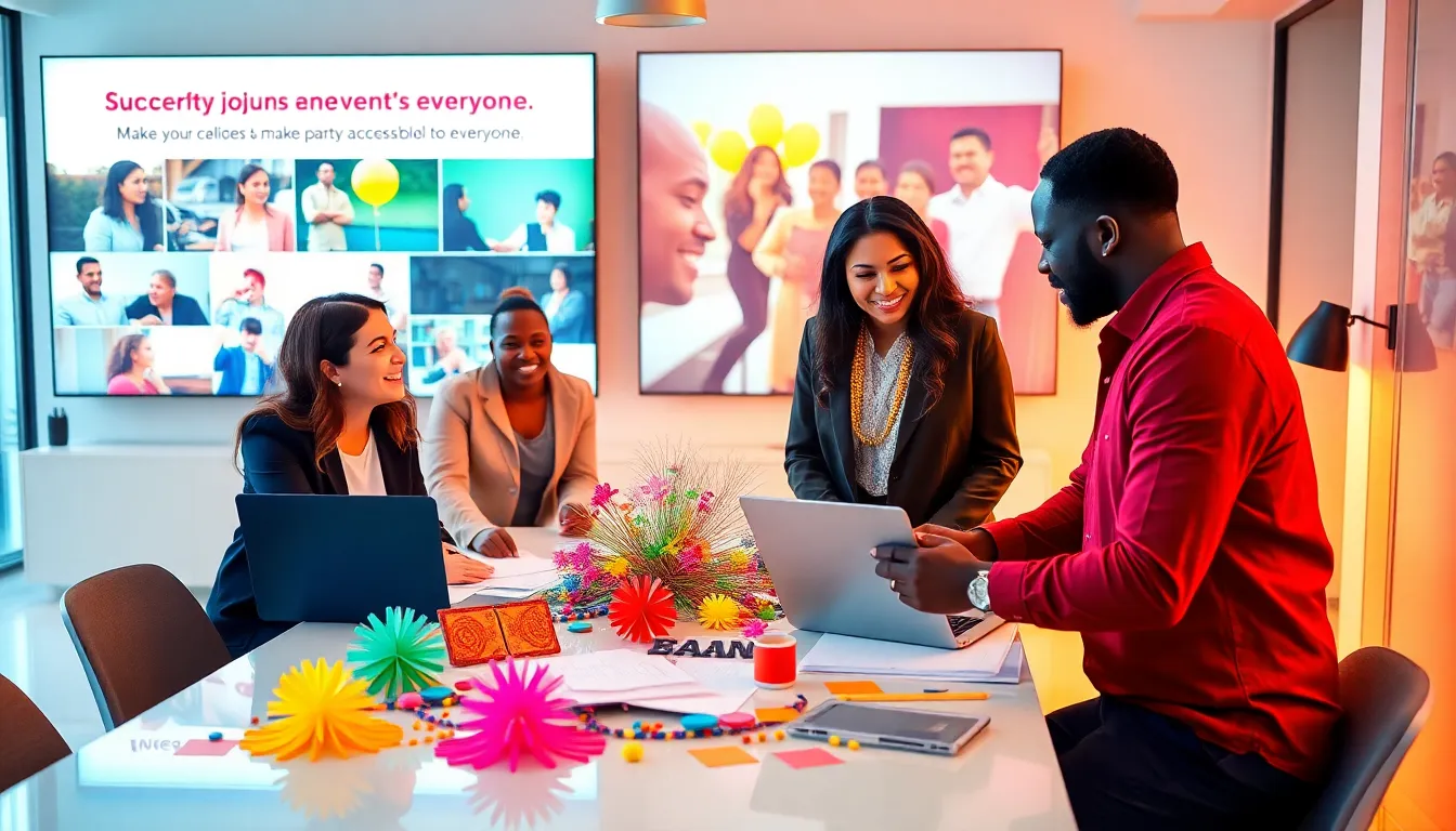 diverse team planning budget-friendly events in a modern office.