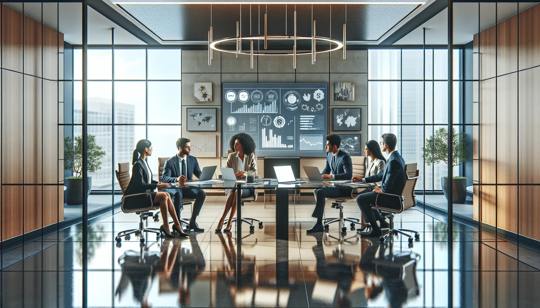 diverse team collaborating in a modern office setting.