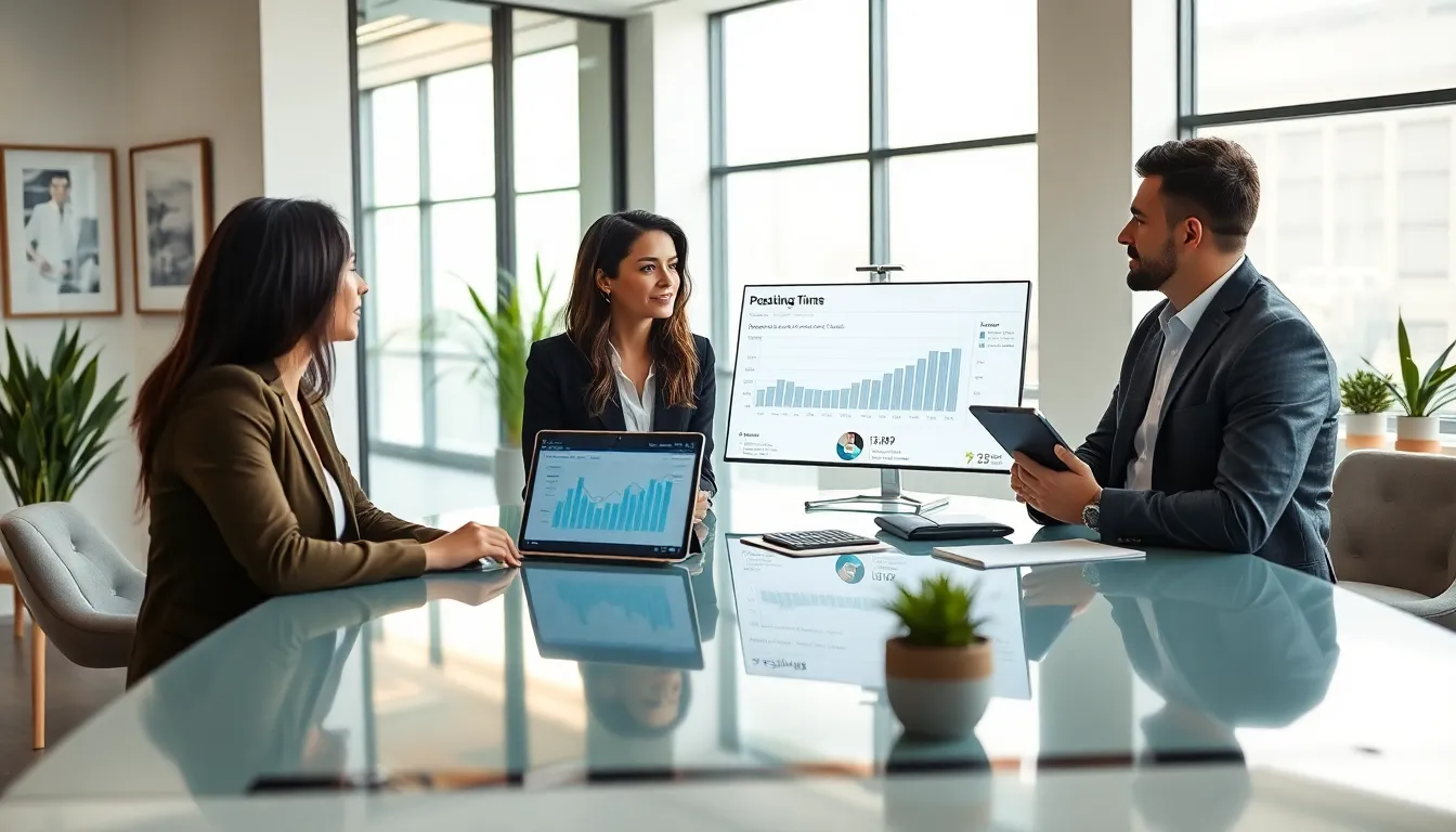 diverse team discussing content timing in a modern office.
