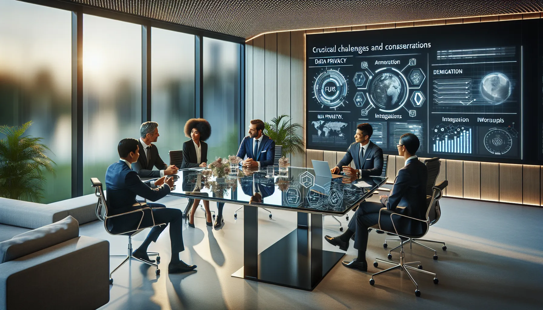 diverse team discussing technology trends in a modern office.